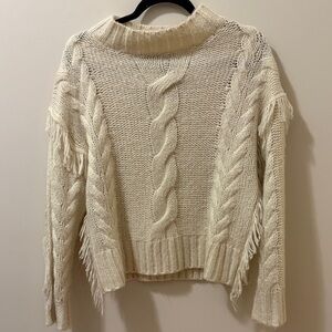Olivaceous Cream Cable Knit Turtleneck Sweater | Size S